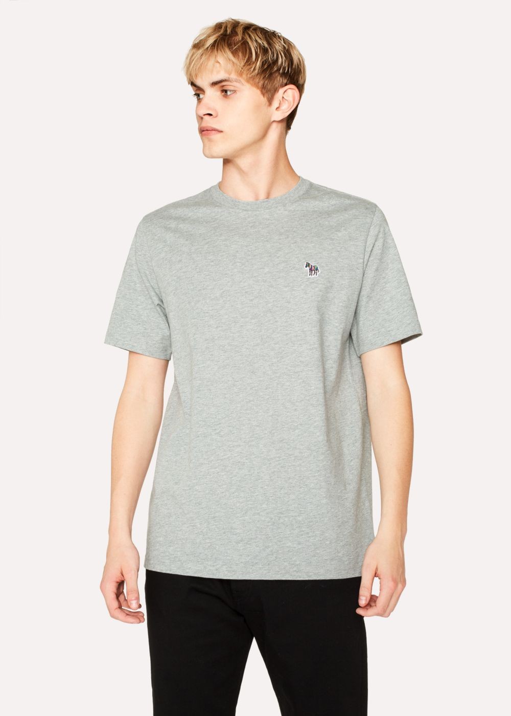 Paul Smith Men's Grey Marl Organic-Cotton Zebra Logo T-Shirt