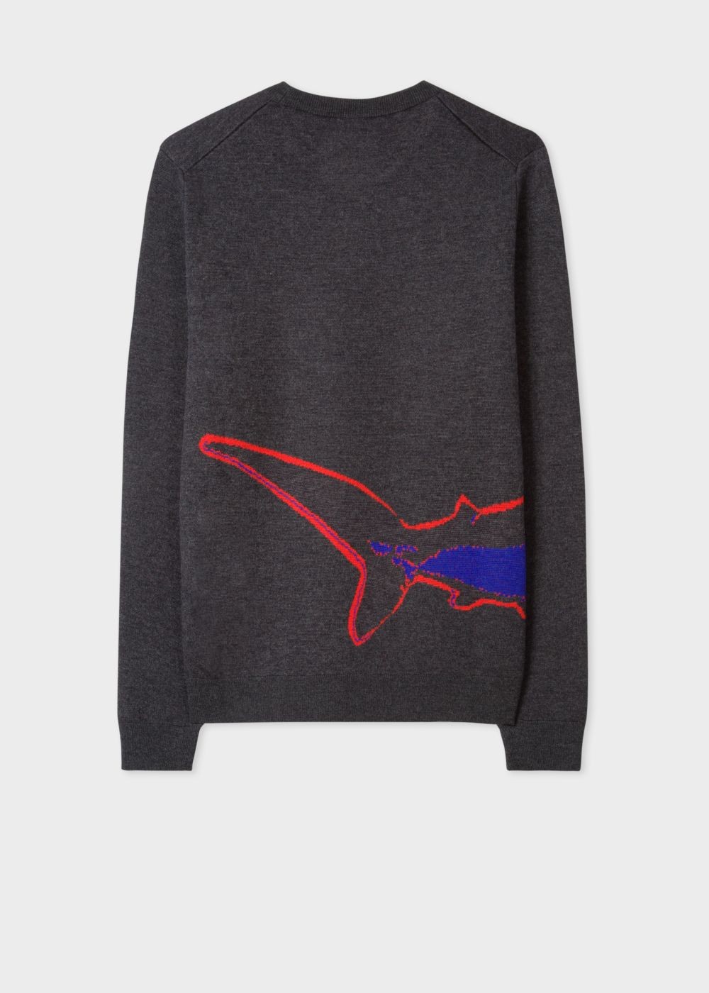 Paul Smith Men's Dark Grey Merino Wool Sweater With 'shark' Intarsia