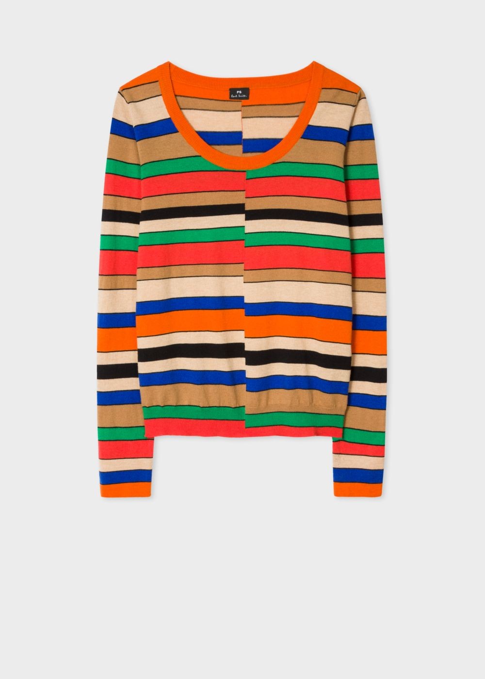 Paul Smith Lady's Multi-Coloured Stripe Scoop Neck Sweater