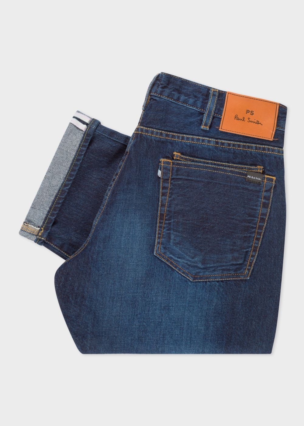 Paul Smith Men's Standard-Fit 13Oz Antique-Wash 'exclusive And Pink Selvedge' Denim Jeans