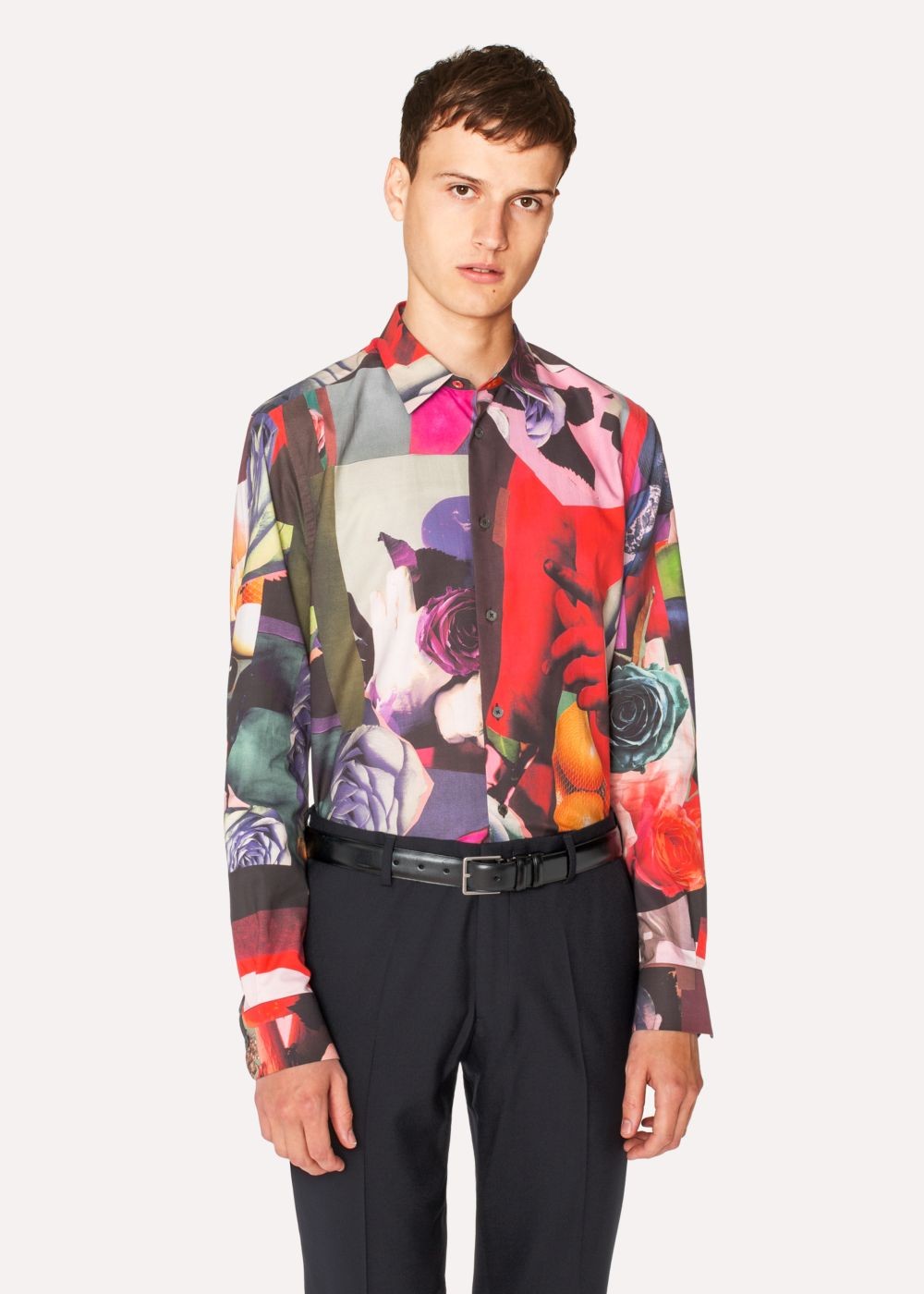 Paul Smith Men's Slim-Fit 'rose Collage' Print Cotton-Blend T-Shirt