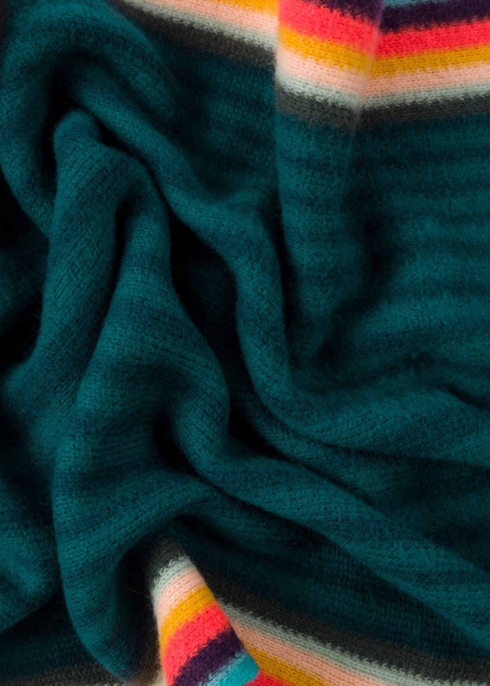 Paul Smith Womens's Dark Green 'artist Stripe' Band Merino Wool Scarf