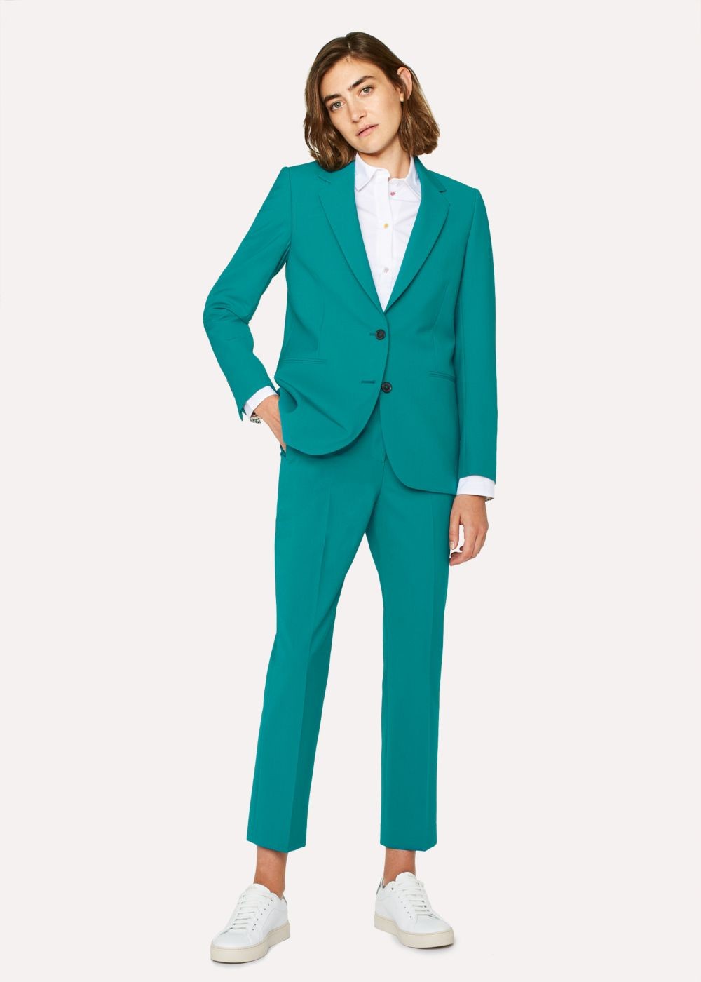 Paul Smith Womens's Turquoise Two-Button Wool-Blend Blazer Clothing