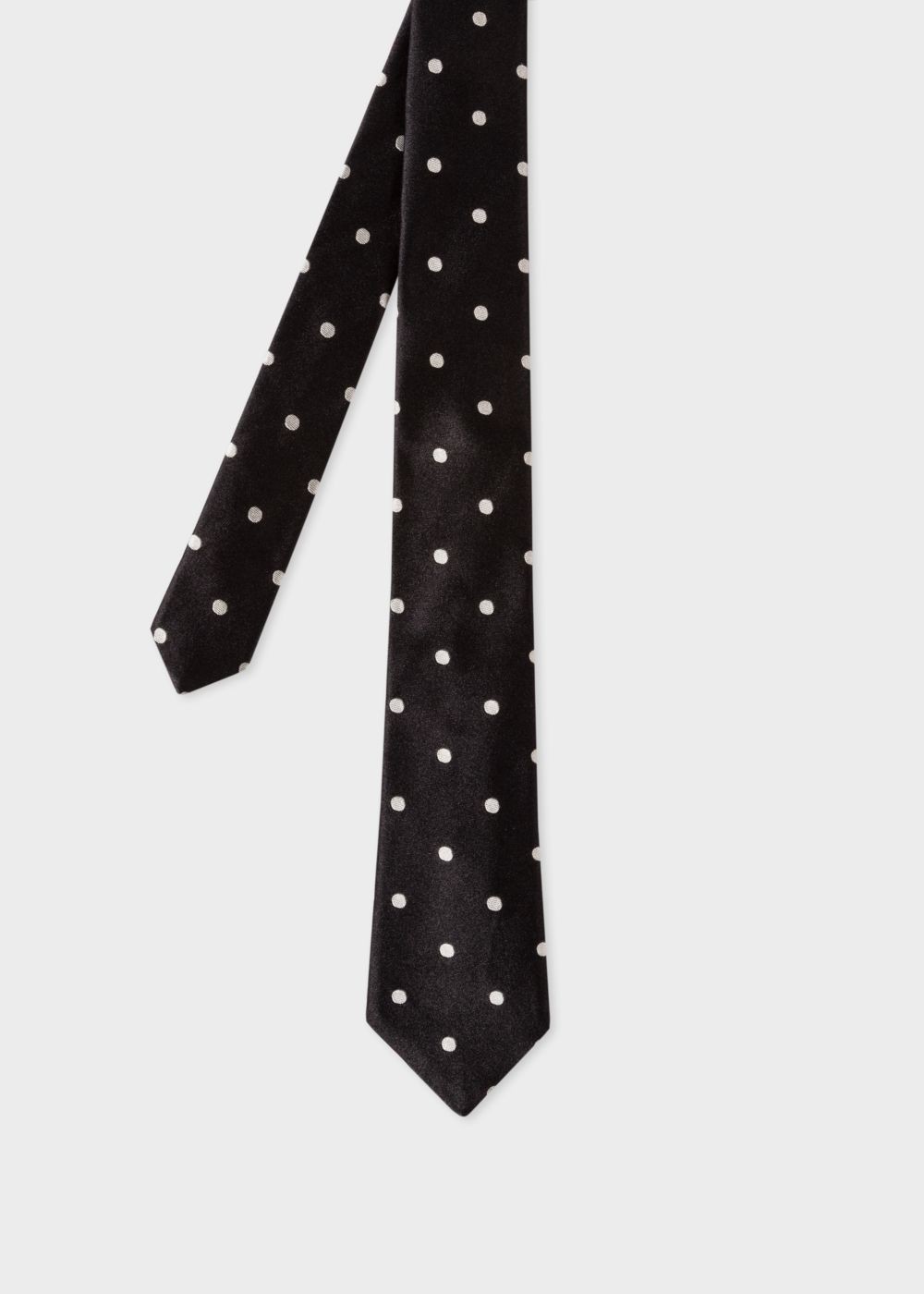 Paul Smith Mens's Black And White Polka Dot Narrow Silk Tie