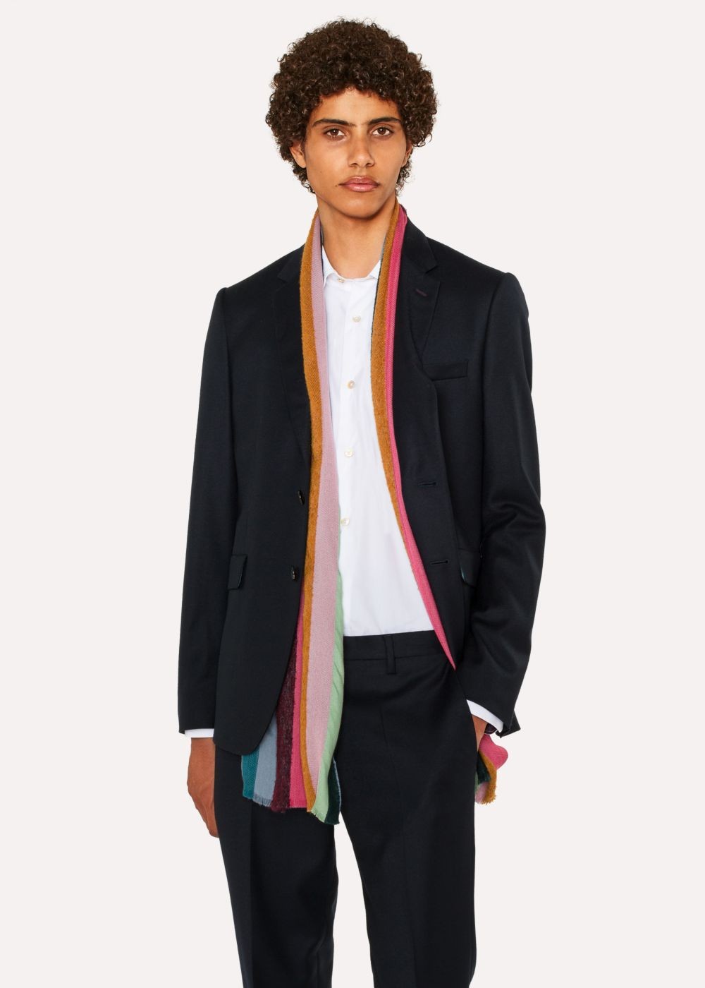 Paul Smith Mens's Textured 'artist Stripe' Silk-Blend Scarf