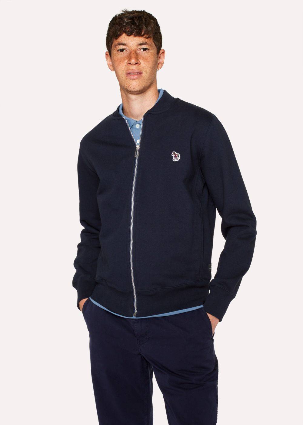Paul Smith Men's Navy Zebra Logo Cotton Bomber Jacket