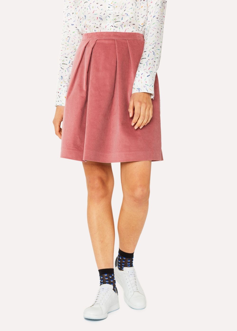 Paul Smith Lady's Dusky Pink Corduroy Stretch-Cotton Skirt