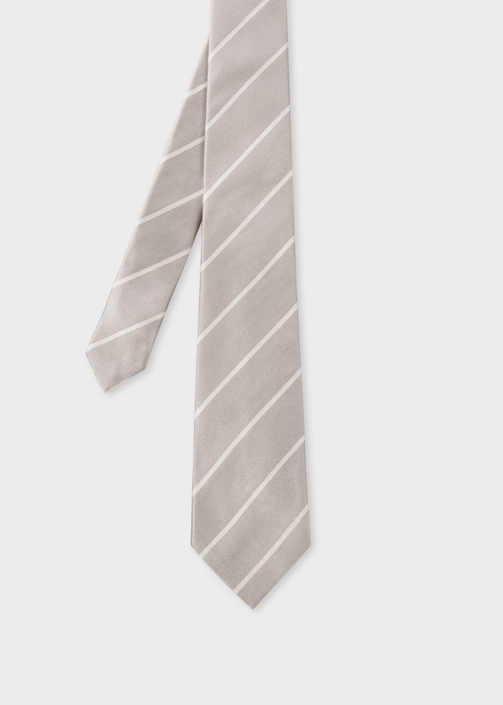 Paul Smith Men's Grey Diagonal Stripe Silk Tie