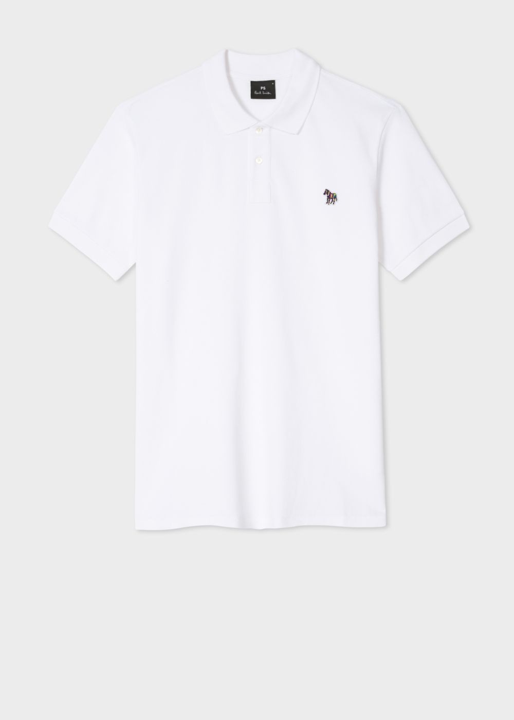 Paul Smith Men's White Organic Cotton-Piqué Zebra Logo Polo T-Shirt