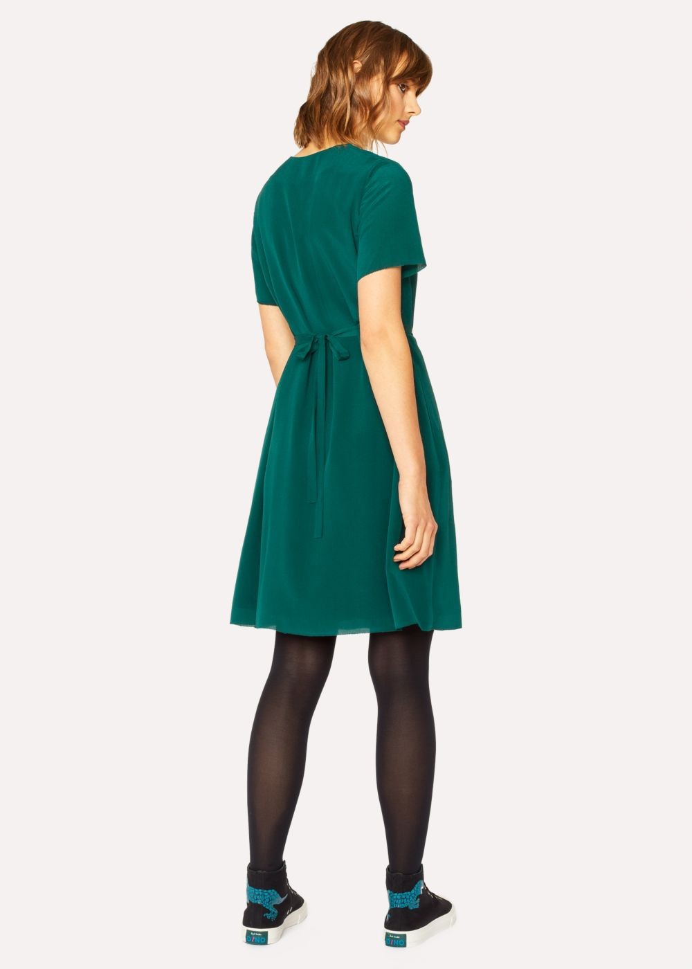 Paul Smith Women's Dark Green Wrap Silk Dress