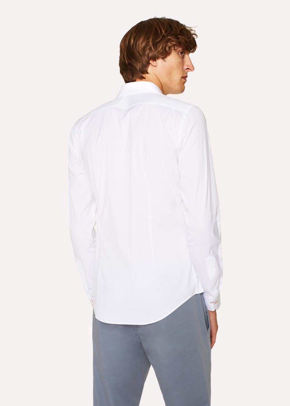 Paul Smith Mens's Super Slim-Fit White Tee With 'artist Stripe' Cuffs