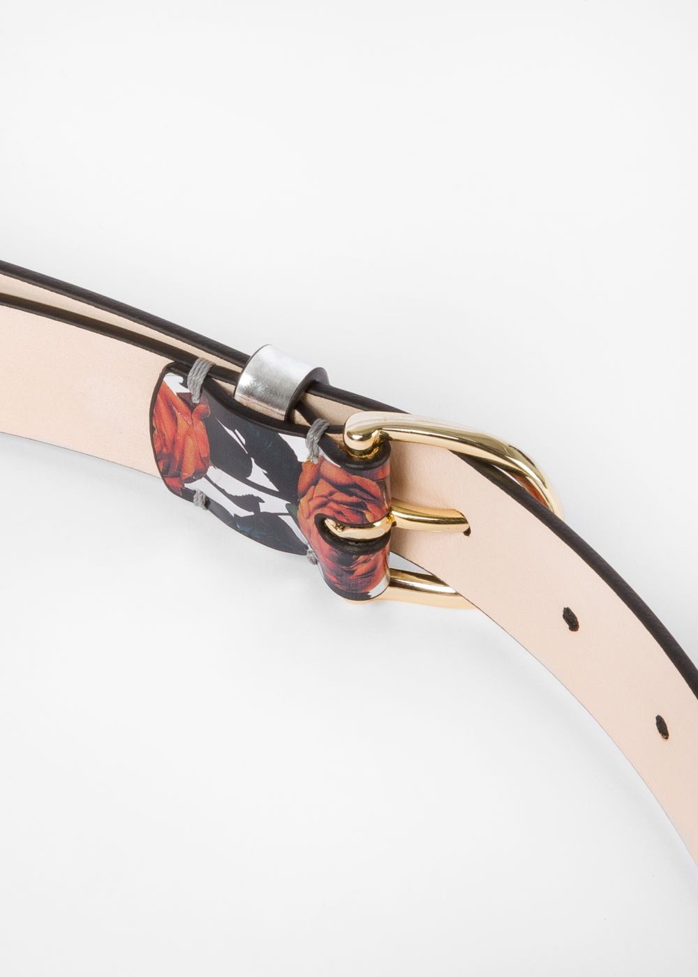 Paul Smith Women's Silver 'rose' Print Leather Belt