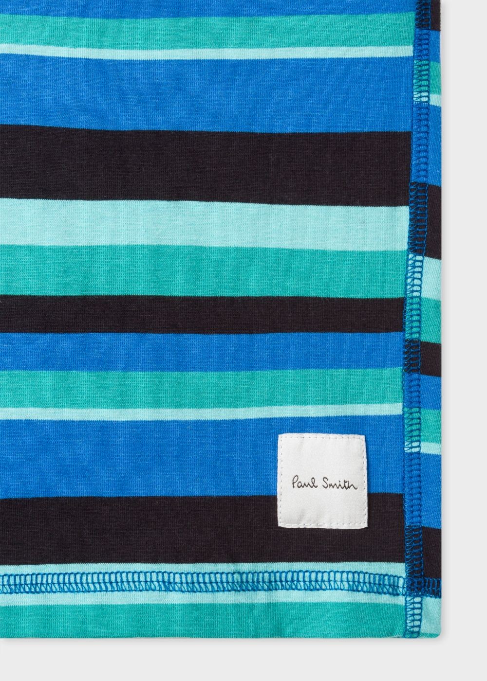 Paul Smith Men's Blue And Green Stripe Jersey Cotton Lounge Shorts