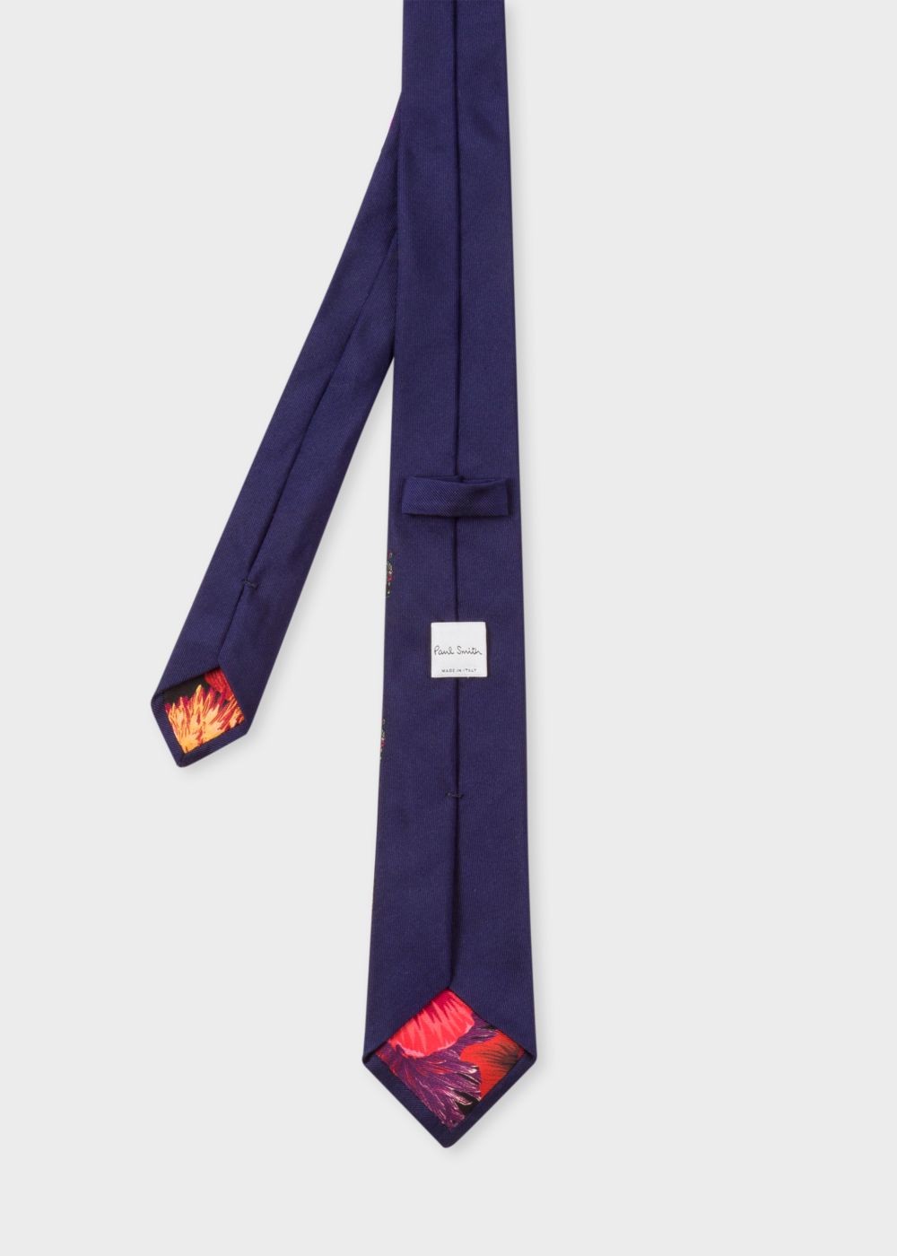 Paul Smith Men's Navy Embroidered 'zebra' Narrow Silk Tie