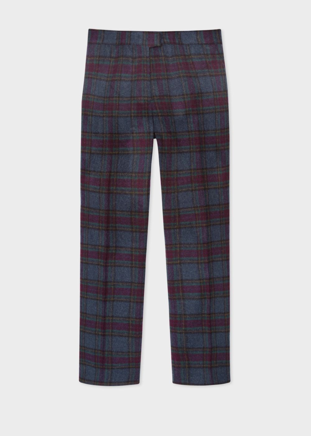 Paul Smith Women's Slim-Fit Slate Blue And Damson Tartan Wool-Blend Trousers Clothing