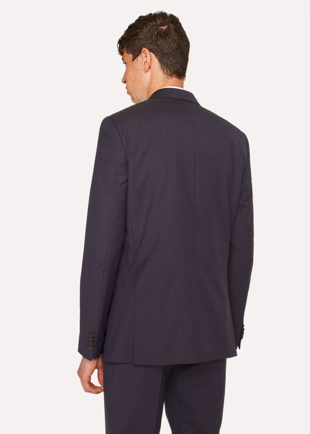 Paul Smith Mens's Mid-Fit Navy Check Wool-Blend Blazer Clothing