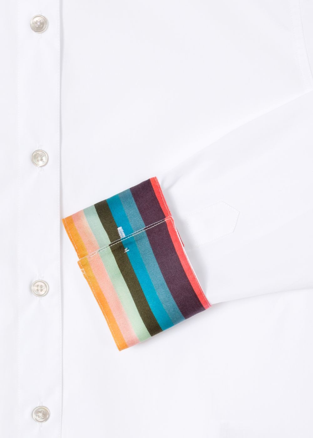 Paul Smith Womens's White Cotton-Twill Shirts With 'artist Stripe' Cuff Linings And Charm Button