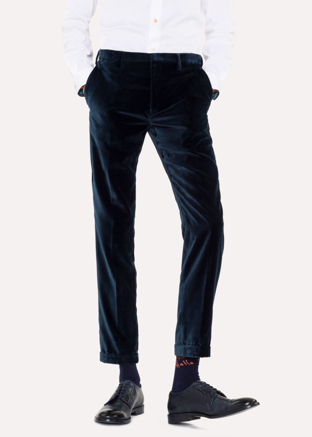 Paul Smith Men's Slim-Fit Dark Petrol Velvet Pants