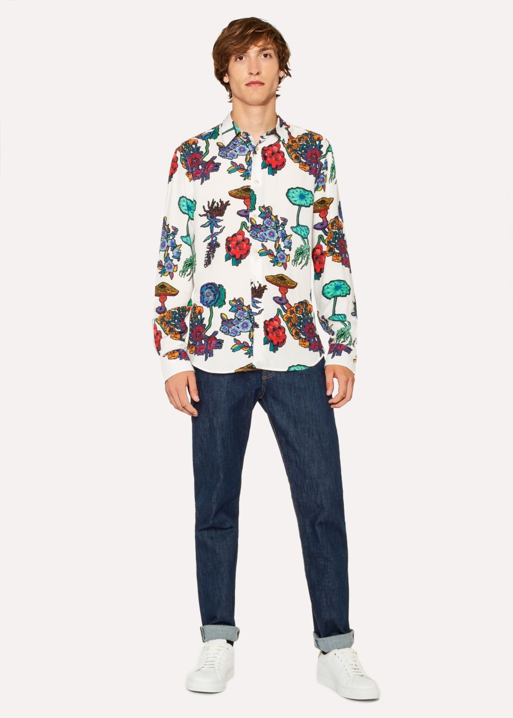 Paul Smith Mens's Slim-Fit White 'florian' Print T-Shirt