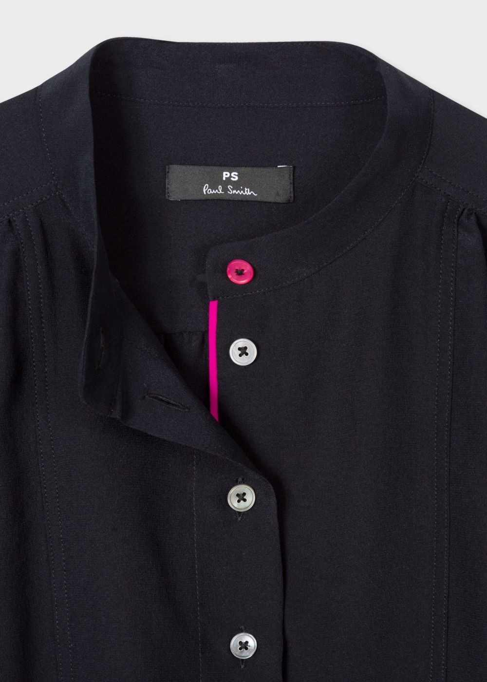 Paul Smith Women's Black Band-Collar Silk Tshirt