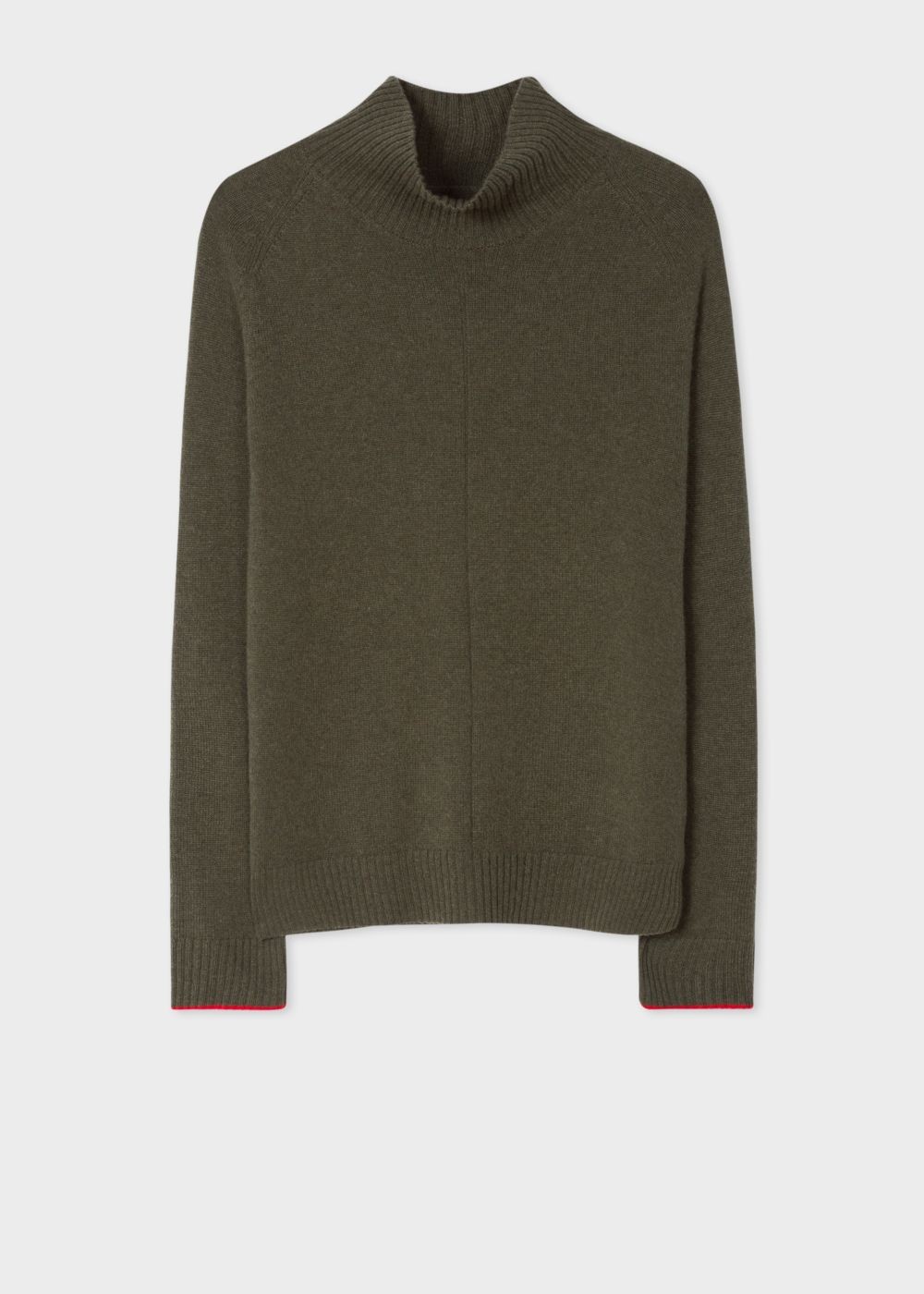 Paul Smith Men's Khaki Cashmere Funnel Neck Sweater