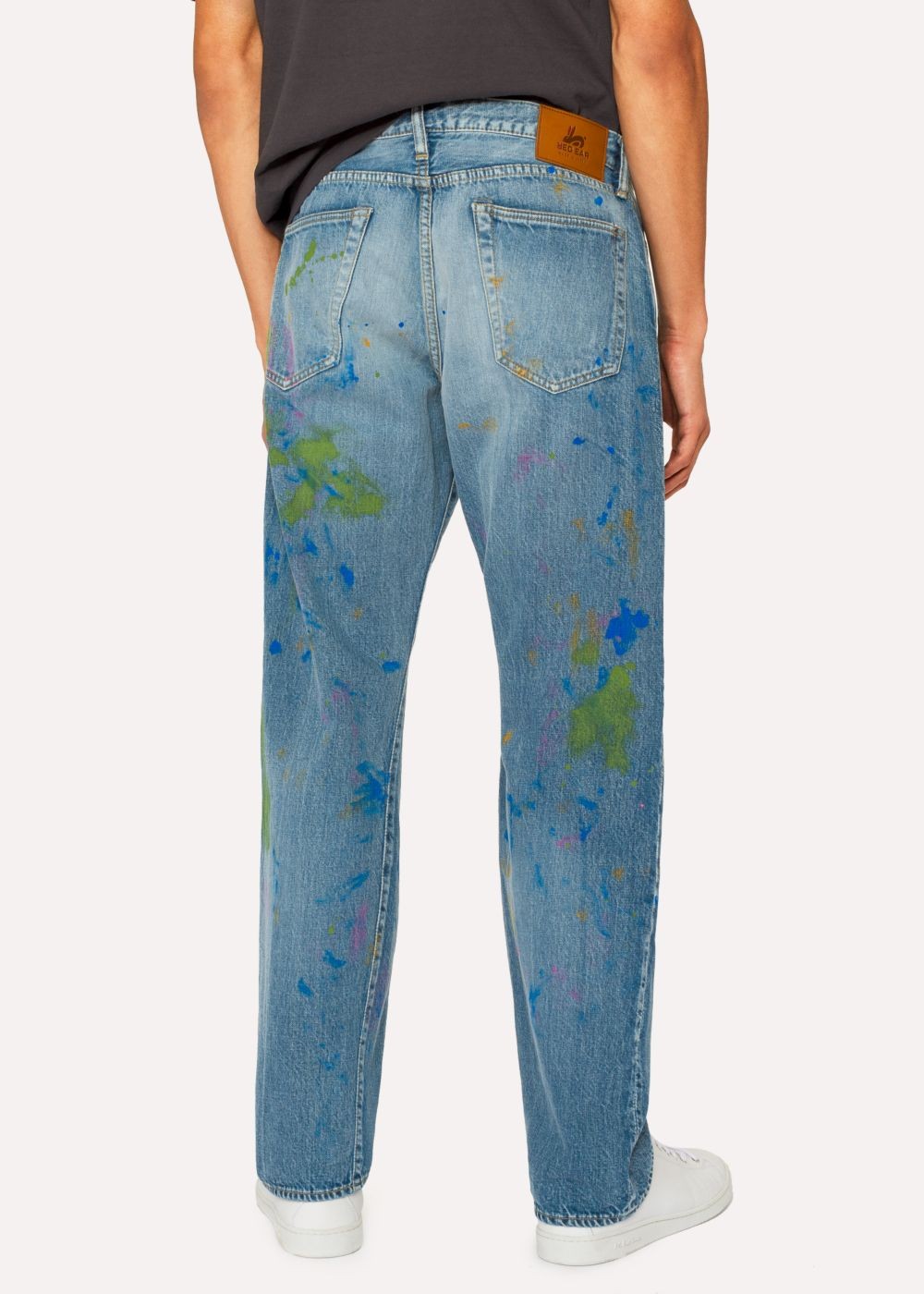 Paul Smith Men's Standard-Fit Light-Wash Red Ear Jeans With Paint Splash Detail