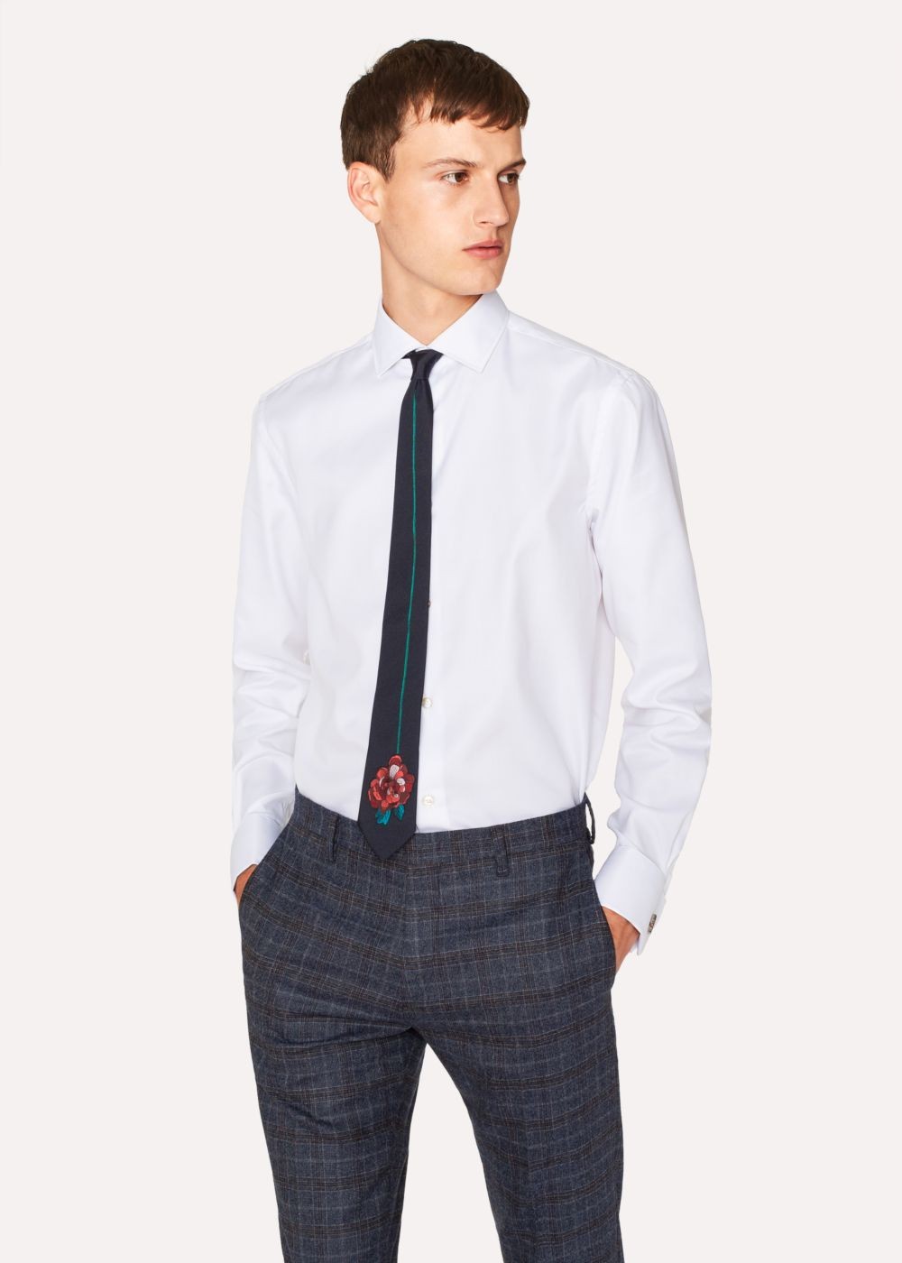 Paul Smith Men's Tailored-Fit White 'artist Stripe' Double-Cuff Tshirts