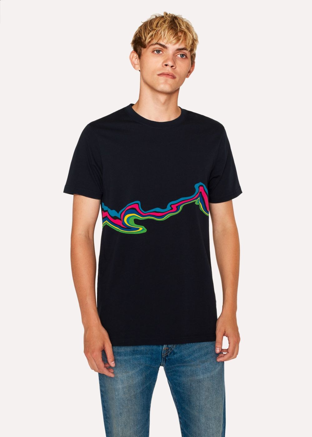 Paul Smith Men's Slim-Fit Dark Navy 'cycle Stripe Wave' Organic-Cotton shirt