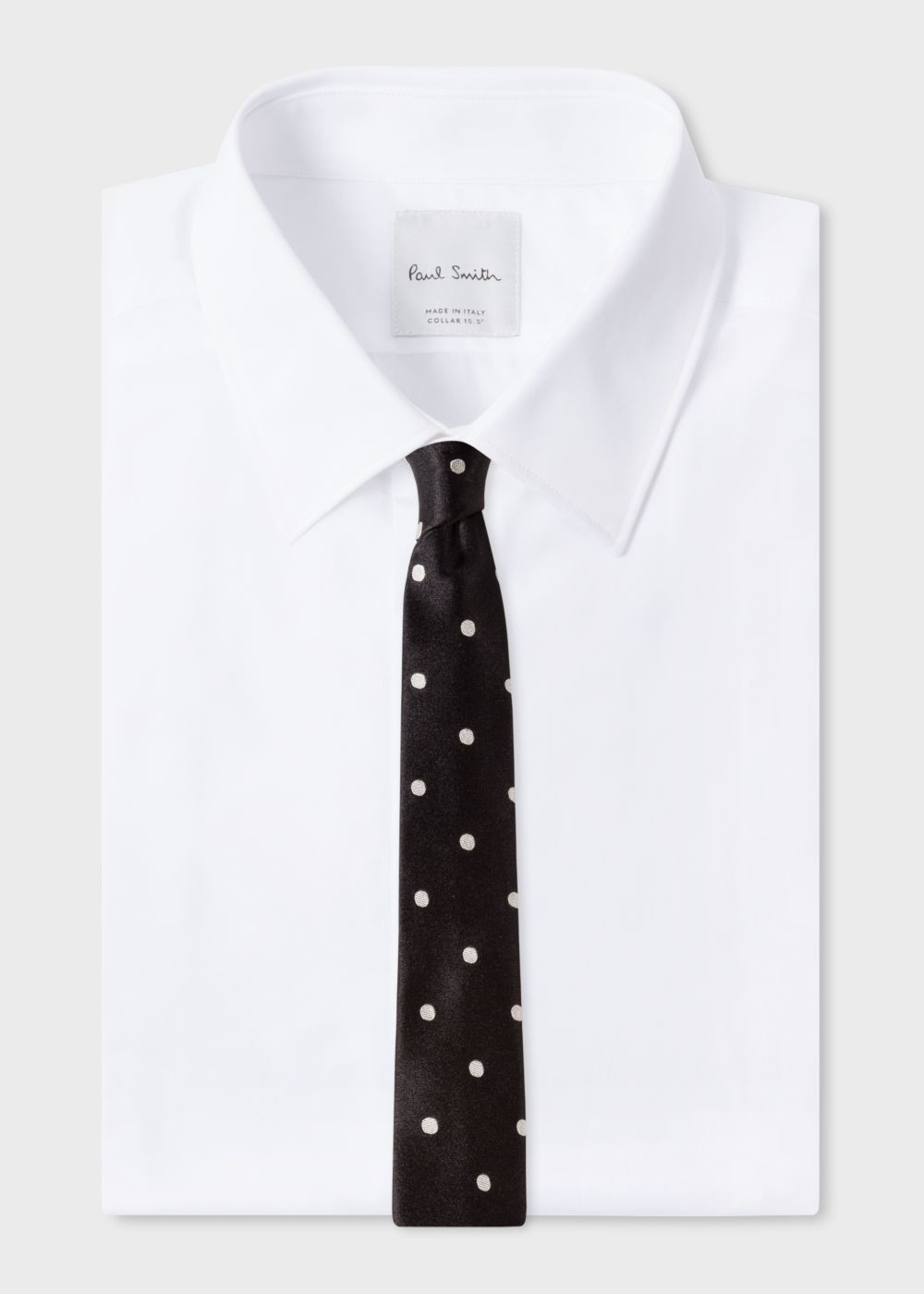 Paul Smith Mens's Black And White Polka Dot Narrow Silk Tie