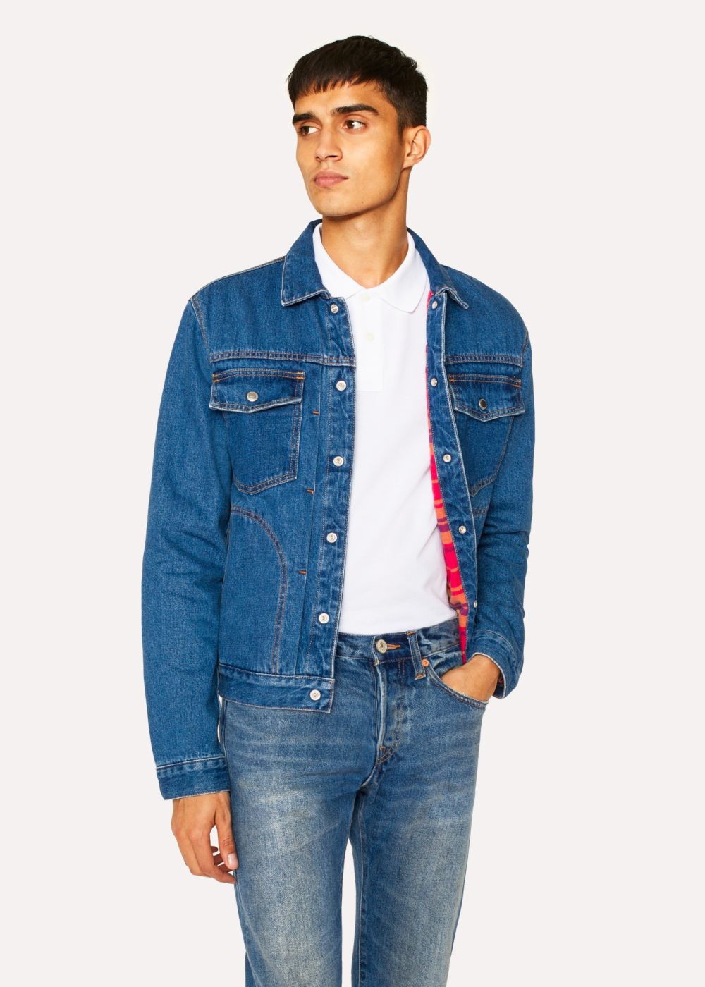 Paul Smith Men's Mid-Wash Pleat-Front Lined Denim Jackets