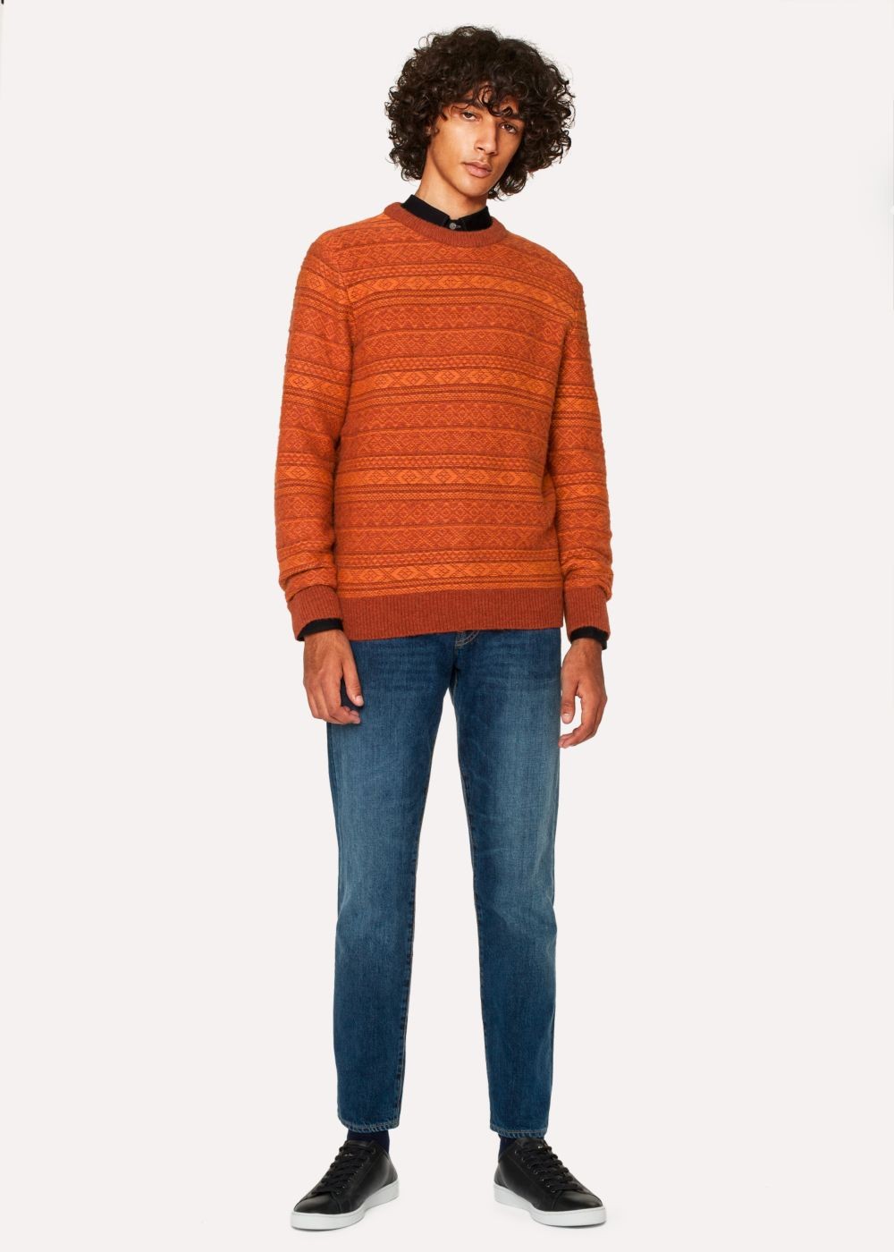 Paul Smith Men's Orange Fair Isle Wool-Blend Sweater