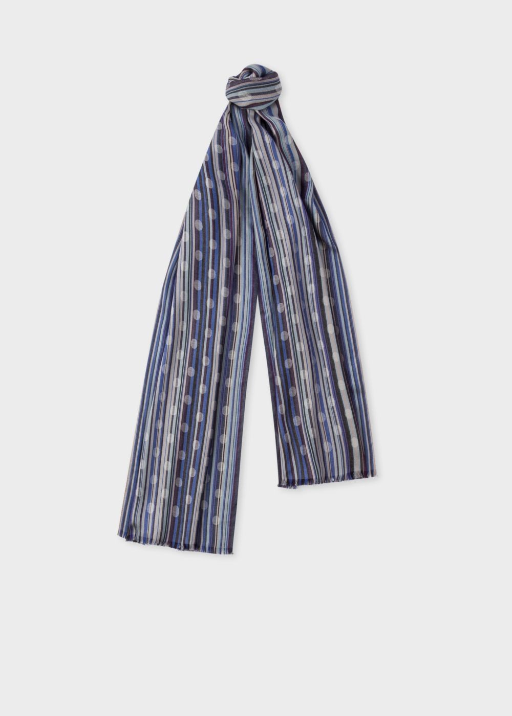 Paul Smith Men's Navy Signature Stripe Polka Dot Scarf