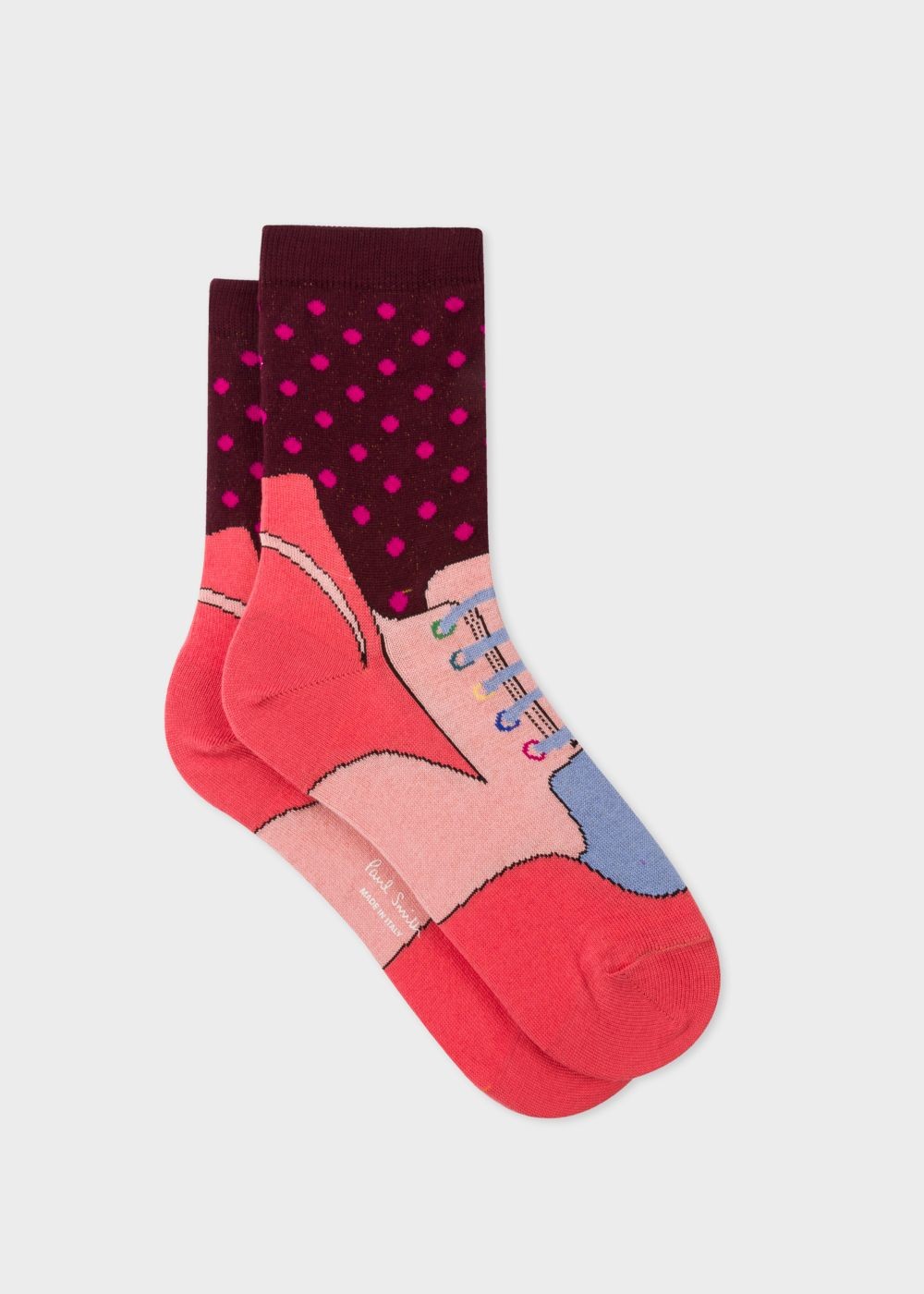 Paul Smith Lady's Pink 'trainer' Pattern Socks