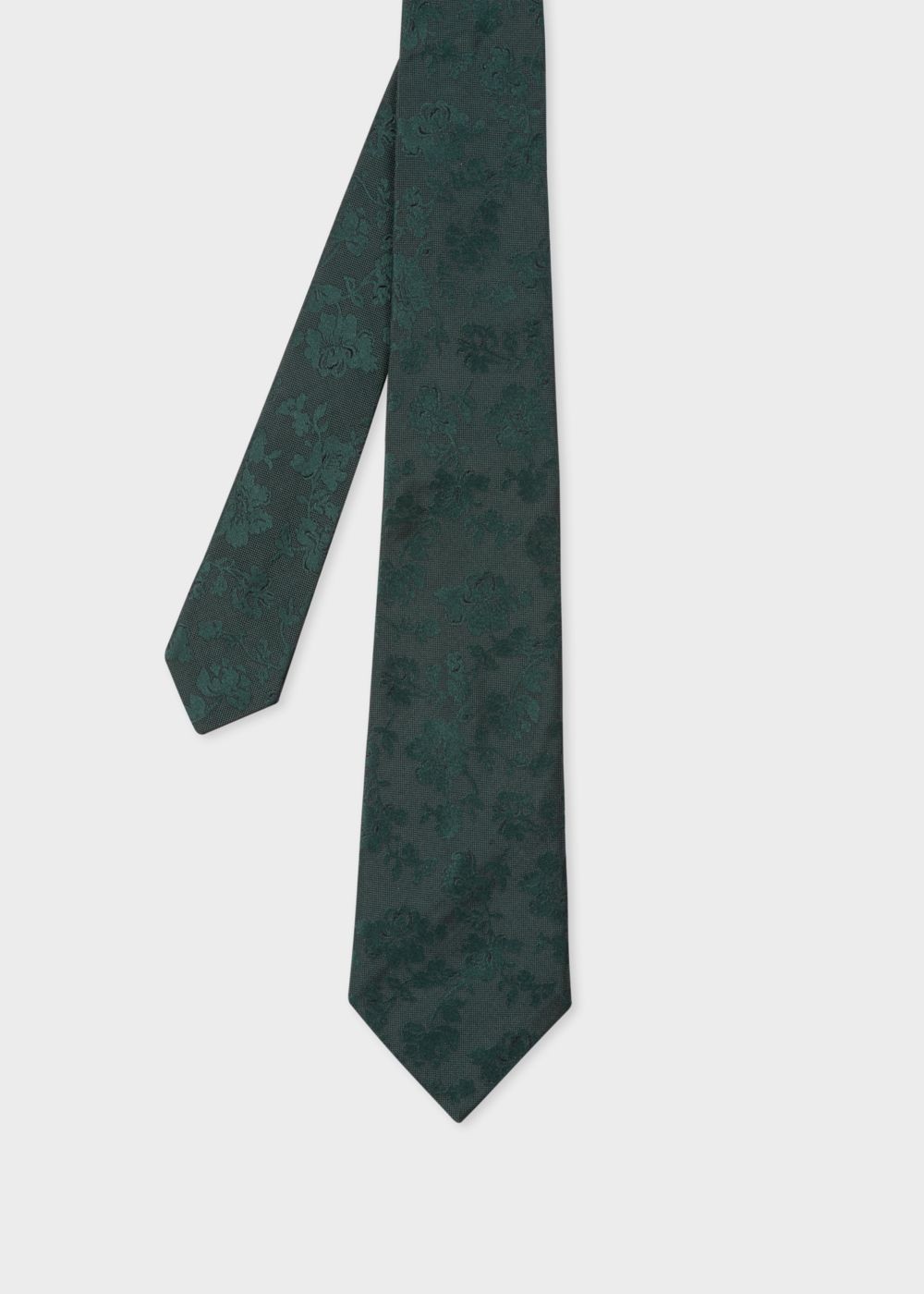 Paul Smith Men's Dark Green Floral Jacquard Silk Tie