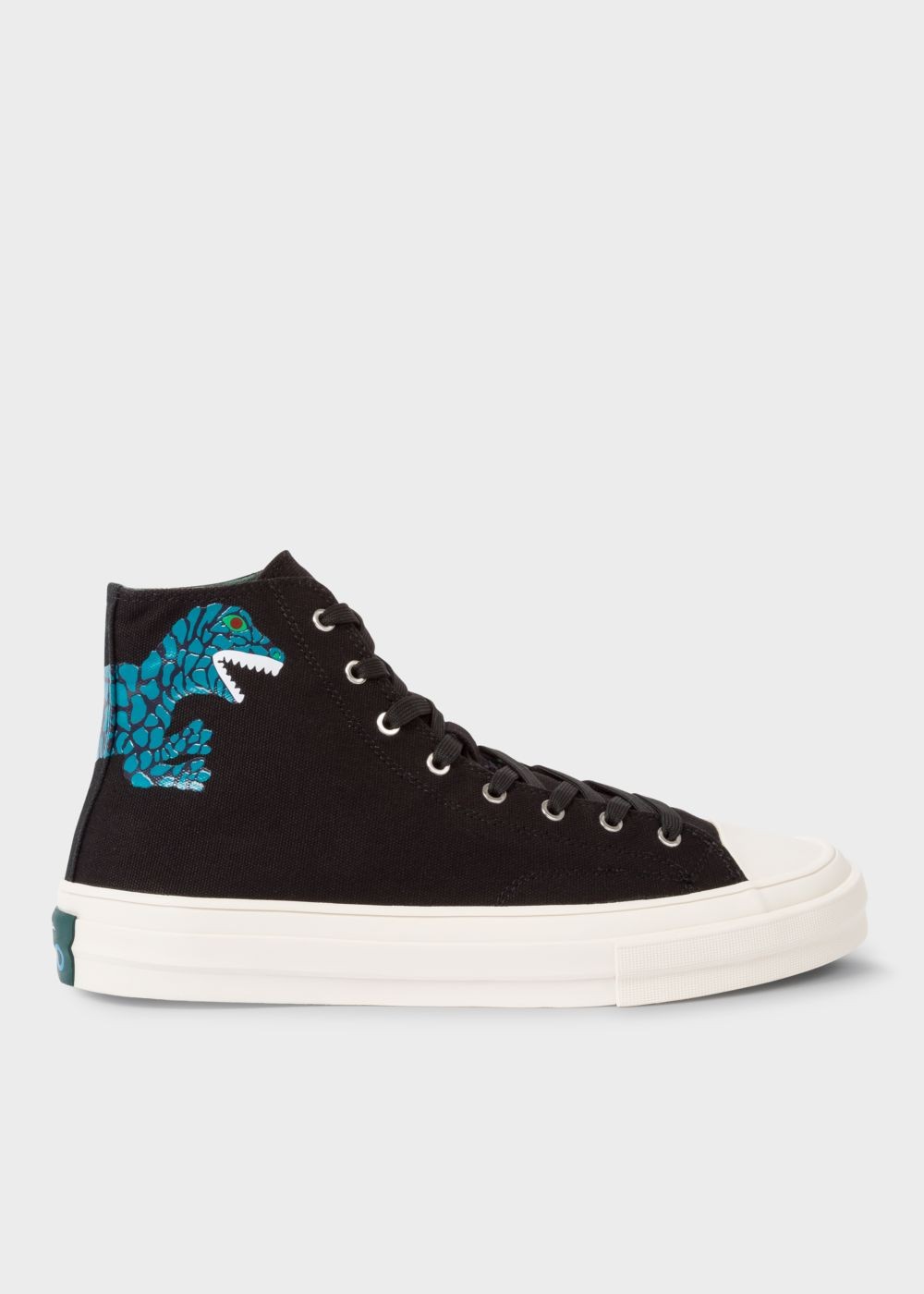 Paul Smith Mens's Black Canvas 'kirk' Shoes With Dino Print