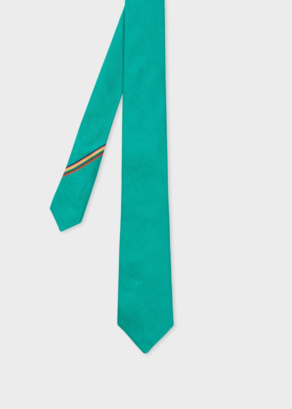 Paul Smith Men's Teal Narrow Silk Tie With 'artist Stripe' Detail