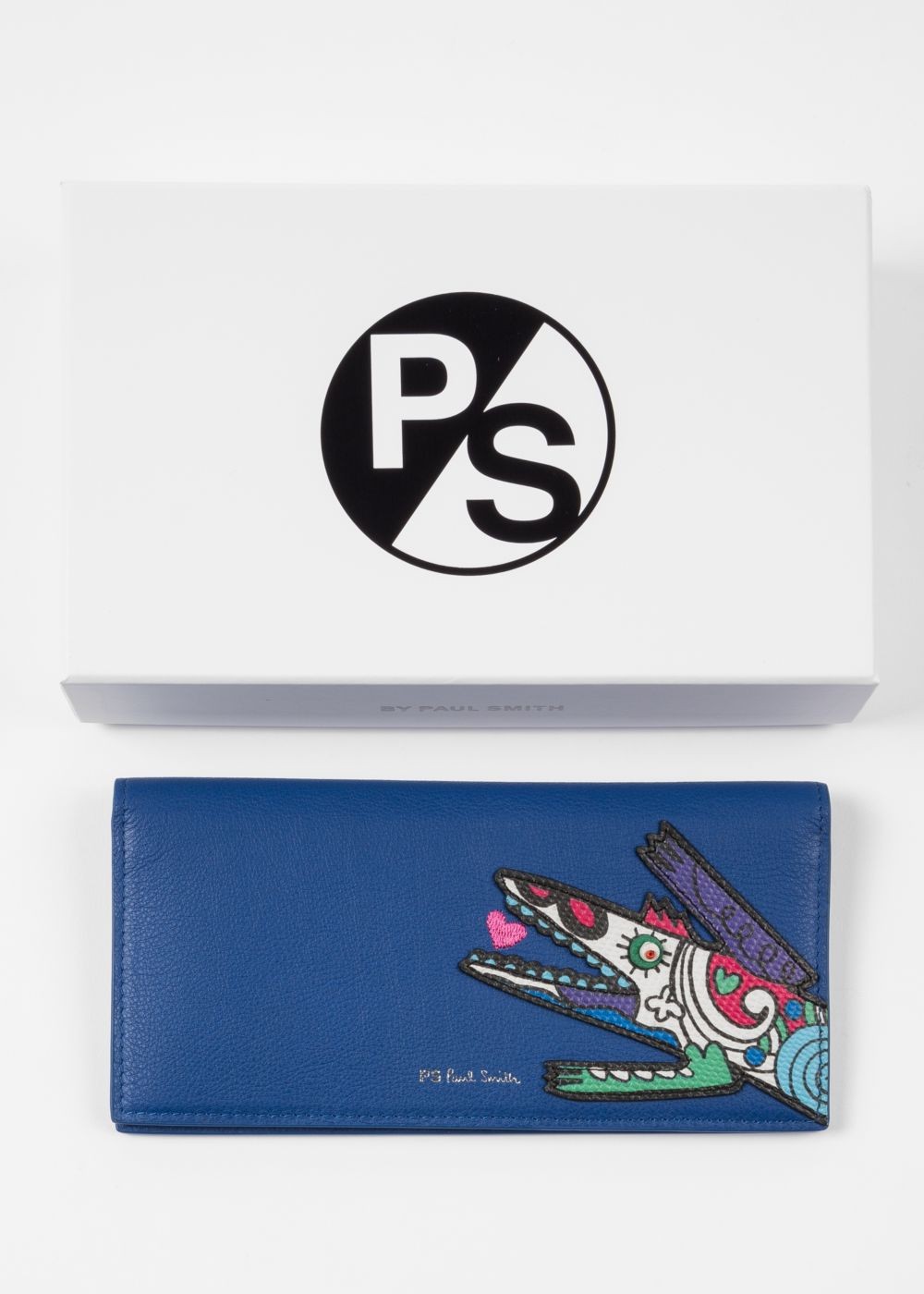 Paul Smith Lady's Blue 'karami Crocodile' Appliqué Folded Leather Wallet
