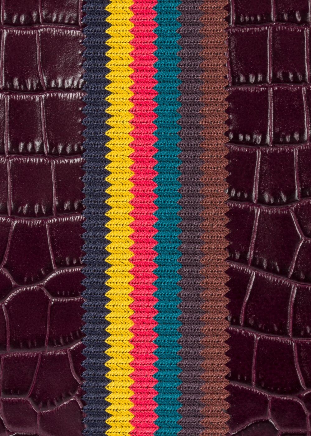 Paul Smith Men's Burgundy 'bright Stripe' Mock-Croc Leather Document Pouch Accessories
