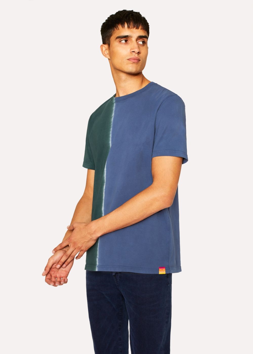 Paul Smith Men's Slate Blue And Green Tie Dye Effect T-Shirt