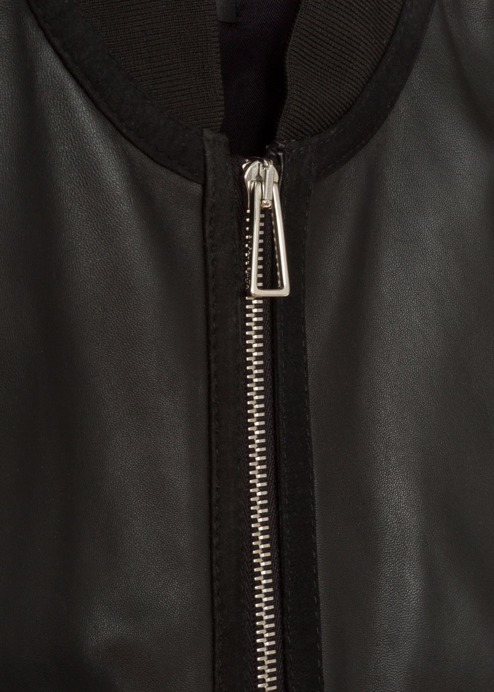 Paul Smith Men's Black Leather Bomber Coat With Suede Panels