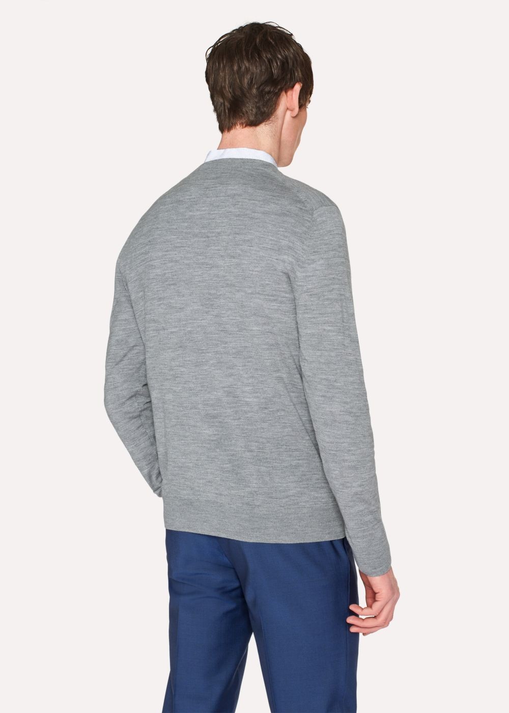 Paul Smith Mens's Light Grey Merino Wool V-Neck Sweater