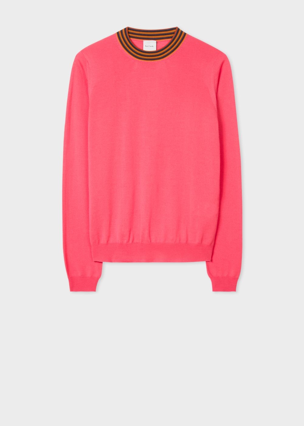 Paul Smith Women's Bright Pink Wool Sweater With 'artist Stripe' Collar