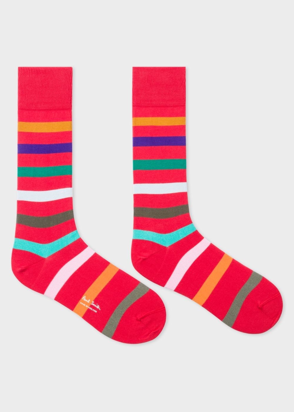 Paul Smith Men's Red Multi-Coloured Stripe Socks