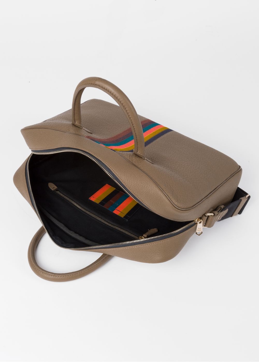 Paul Smith Men's Taupe 'bright Stripe' Leather Business Folio Accessories