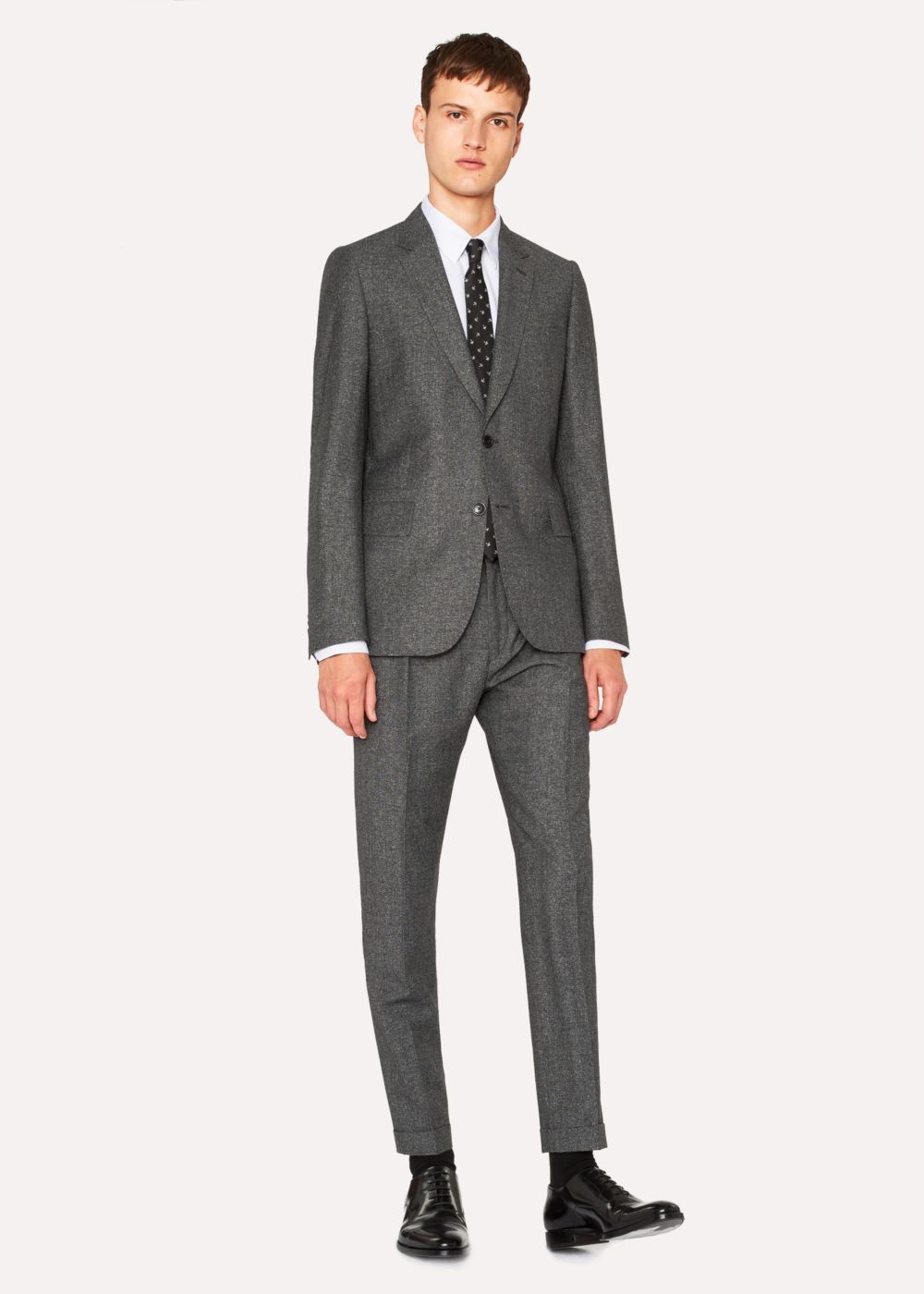 Paul Smith Men's Tailored-Fit Grey Tweed Wool And Silk-Blend Suit