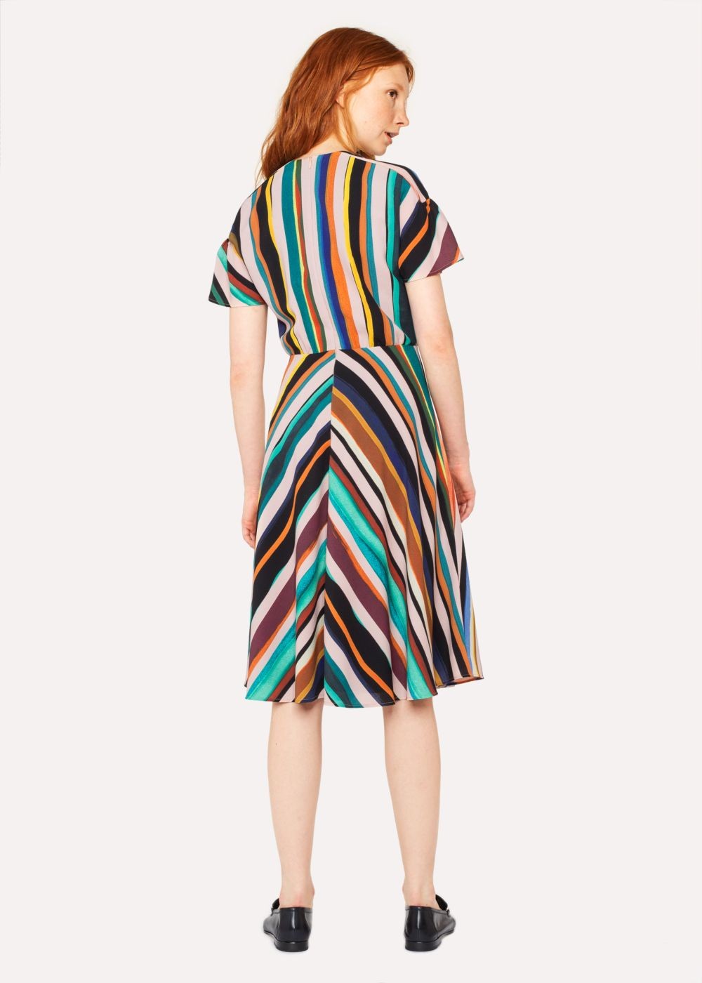 Paul Smith Lady's V-Neck 'expressive Stripe' Print Dress