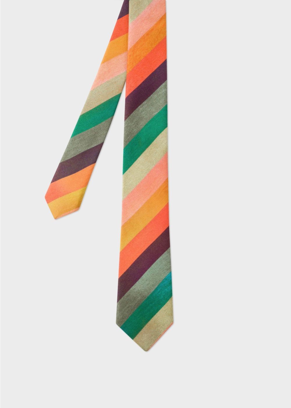 Paul Smith Men's 'artist Stripe' Narrow Silk Tie With 'ocean' Lining