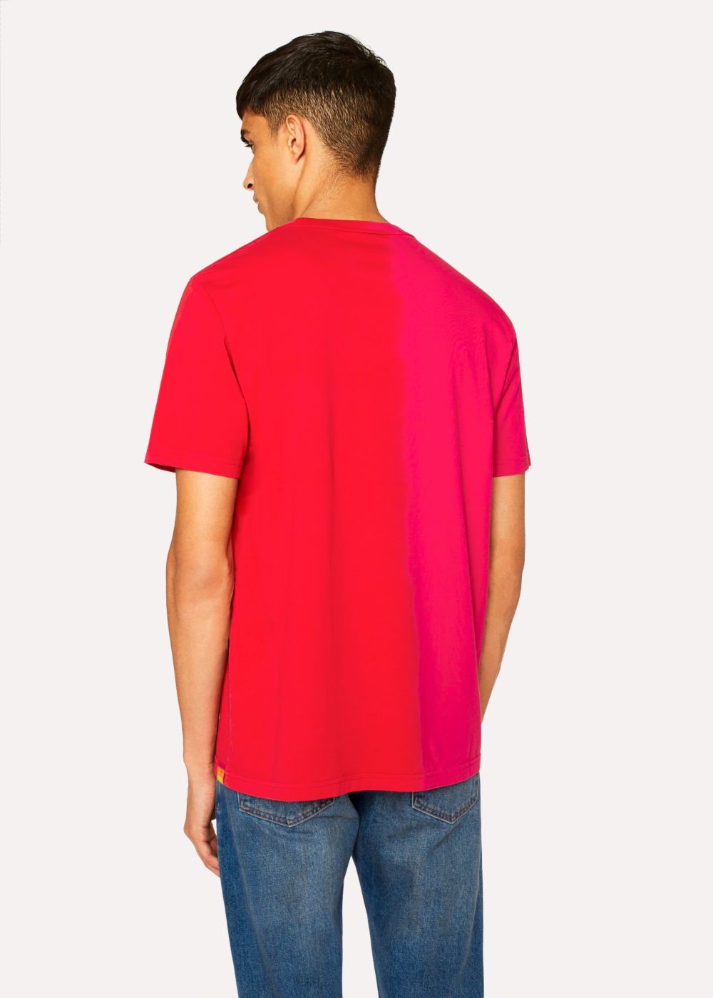 Paul Smith Mens's Coral And Red Tie-Dye Effect T-Shirt