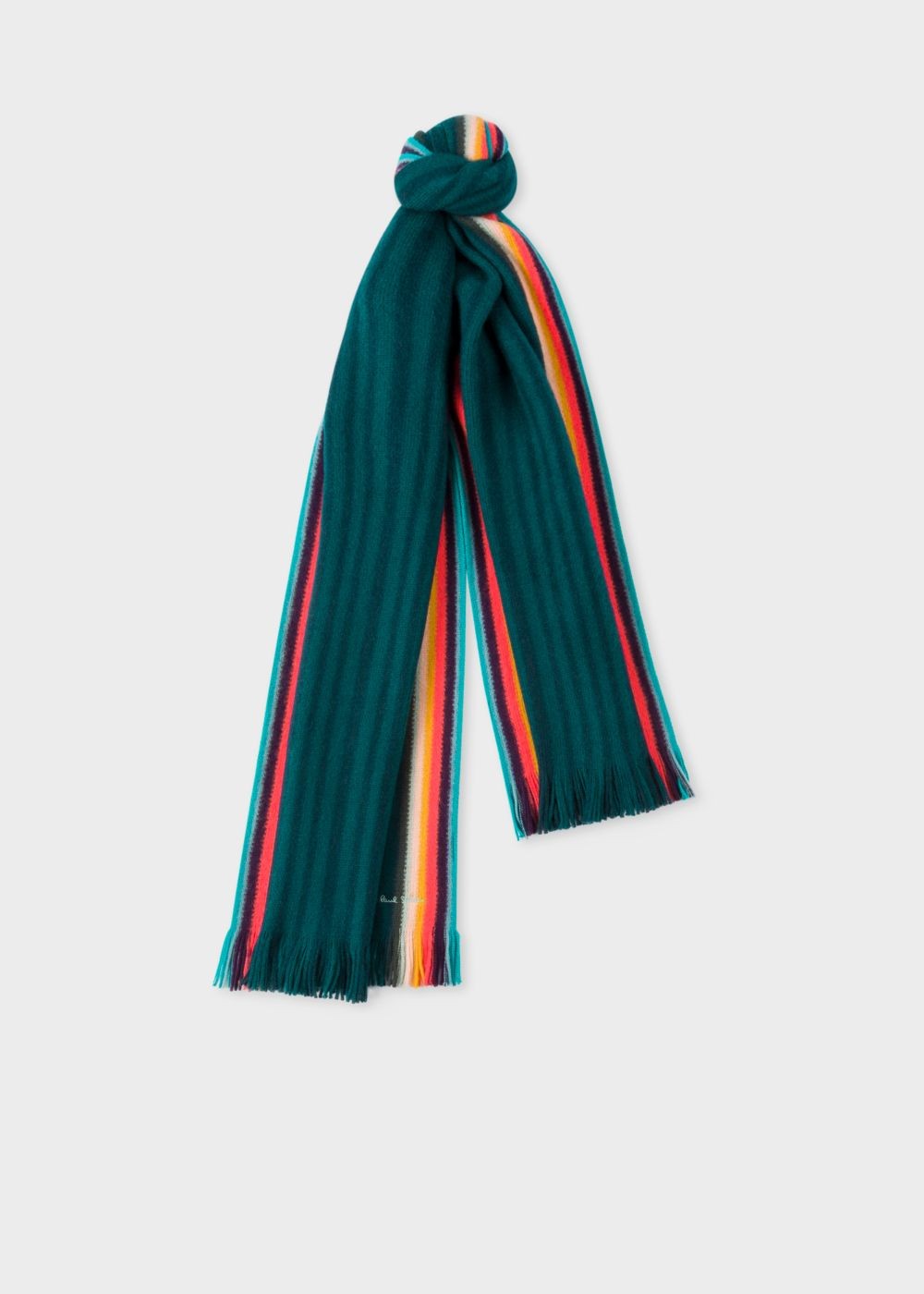 Paul Smith Womens's Dark Green 'artist Stripe' Band Merino Wool Scarf