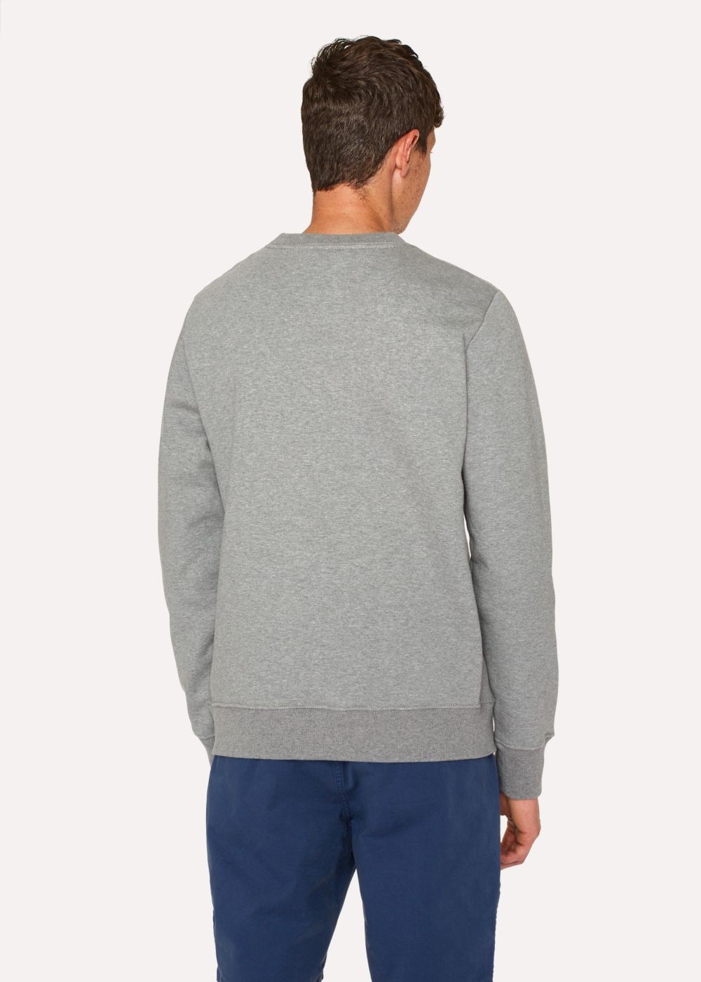 Paul Smith Men's Grey Marl Organic-Cotton Embroidered Zebra Sweatshirt